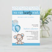 Invitation On peut attendre le Baby shower de garçon (Debout devant)