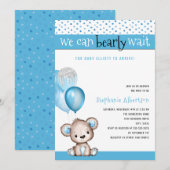 Invitation On peut attendre le Baby shower de garçon (Devant / Derrière)