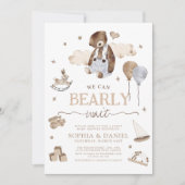 Invitation On peut attendre le Baby shower de garçon (Devant)