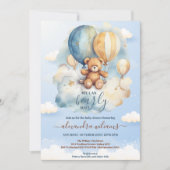 Invitation On peut attendre le Baby shower de garçon (Devant)