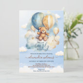 Invitation On peut attendre le Baby shower de garçon (Debout devant)