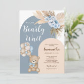 Invitation On peut attendre le Baby shower de garçon (Debout devant)