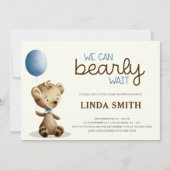 Invitation On peut attendre le Baby shower de garçon (Devant)