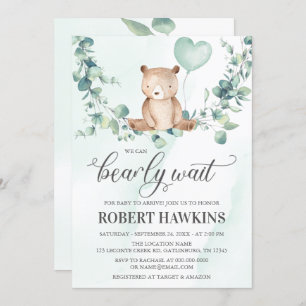 Invitation On peut attendre le Baby shower de garçon