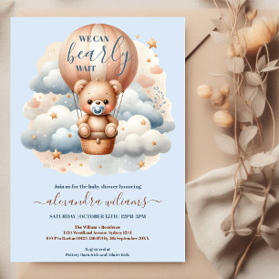 Invitation On peut attendre le Baby shower de garçon