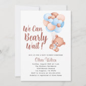 Invitation On peut attendre le Baby shower de garçon (Devant)