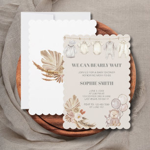 Invitation On peut attendre le Baby shower de la Pampas Boho