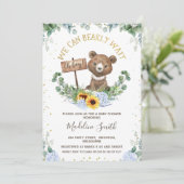 Invitation On peut attendre le Baby shower de l'ours bébé (Debout devant)