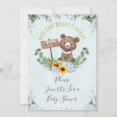 Invitation On peut attendre le Baby shower de l'ours bébé (Dos)