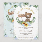 Invitation On peut attendre le Baby shower de l'ours bébé (Devant / Derrière)