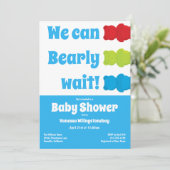 Invitation On peut attendre le Baby shower de l'Ours Bleu (Debout devant)