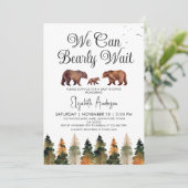 Invitation On peut attendre le Baby shower de l'ours d'automn (Debout devant)