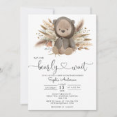 Invitation On peut attendre le Baby shower de l'ours de Boho (Devant)