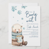 Invitation On peut attendre le Baby shower de l'ours de neige (Devant)