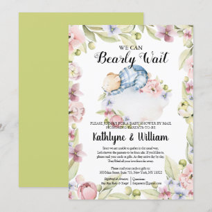Invitation On peut attendre le Baby shower de l'ours garçon p