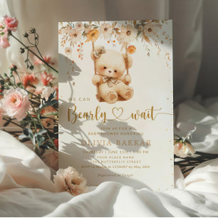 Invitation On Peut Attendre Le Baby shower De L'Ours Teddy Bo
