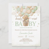 Invitation On peut attendre le Baby shower de l'ours vert (Devant)