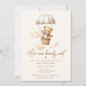 Invitation On peut attendre le baby shower de montgolfières (Devant)