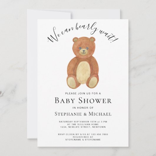 Invitation On peut attendre le Baby shower des couples (Devant)