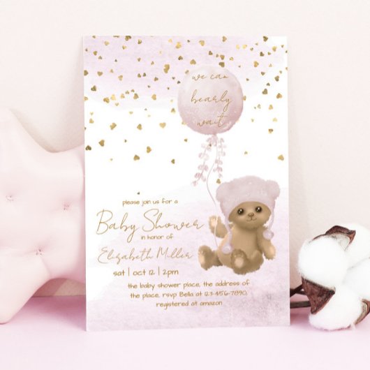 Invitation On peut attendre le Baby shower des filles