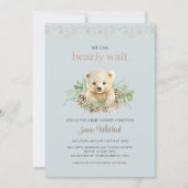 Invitation On peut attendre le Baby shower d'hiver Blue Boy (Devant)