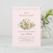 Invitation On peut attendre le Baby shower d'hiver rose fille (Debout devant)