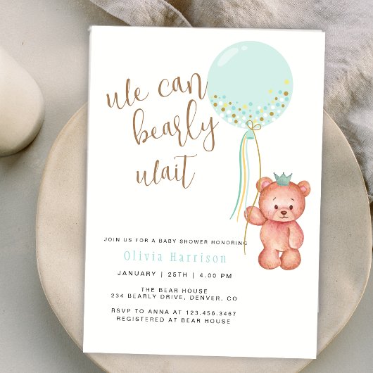 Invitation On Peut Attendre Le Baby shower D'Ours À Ballons V