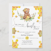 Invitation On peut attendre le baby shower d'ours au miel (Devant)