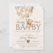 Invitation On peut attendre le Baby shower d'ours de ballon (Devant)