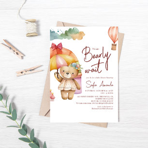 Invitation On peut attendre le Baby shower d'ours de fille