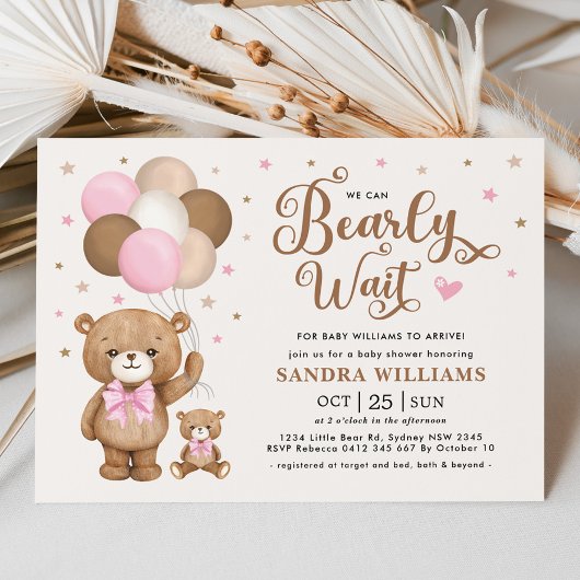 Invitation On Peut Attendre Le Baby shower D'Ours En Teddy Ro