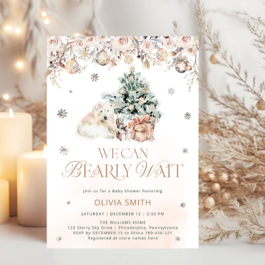 Invitation On peut attendre le Baby shower d'ours polaires d'