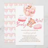 Invitation On peut attendre le Baby shower d'ours rose (Devant / Derrière)