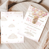 Invitation On peut attendre le Baby shower d'ours rose