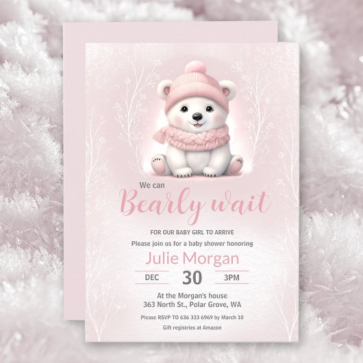 Invitation On Peut Attendre Le Baby shower D'Ours Rose Polair