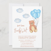 Invitation On peut attendre le Baby shower du garçon (Devant)