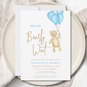 Invitation On peut attendre le Baby shower du garçon