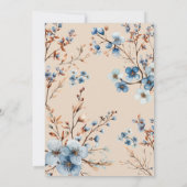 Invitation On peut attendre le Baby shower floral bleu (Dos)