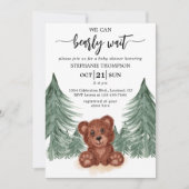 Invitation On peut attendre le Baby shower forestier (Devant)