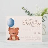 Invitation On Peut Attendre Le Baby shower Garçon (Debout devant)