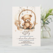 Invitation On peut attendre le Baby shower Ours moderne (Debout devant)