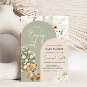 Invitation On peut attendre le Baby shower vert