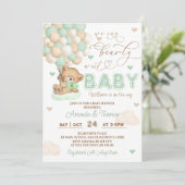 Invitation On peut attendre le Baby shower vert (Debout devant)