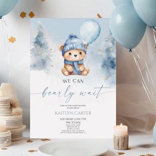 Invitation On peut attendre l'hiver Baby shower de l'ours en 
