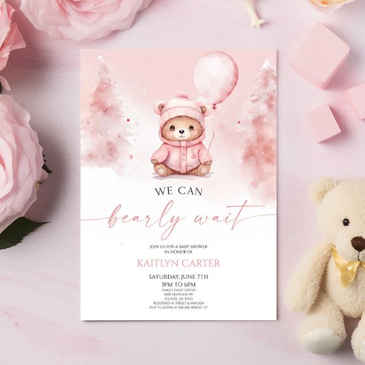 Invitation On peut attendre l'hiver Baby shower de l'ours en