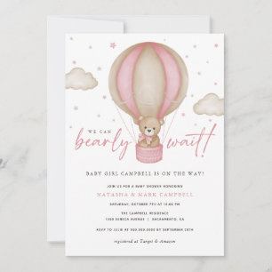 Invitation On peut attendre l'invitation Baby shower fille