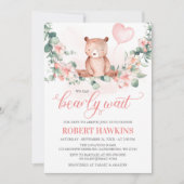 Invitation On peut attendre l'invitation Baby shower fille (Devant)