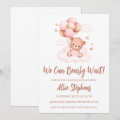 Invitation On peut attendre l'invitation Baby shower fille (Devant / Derrière)