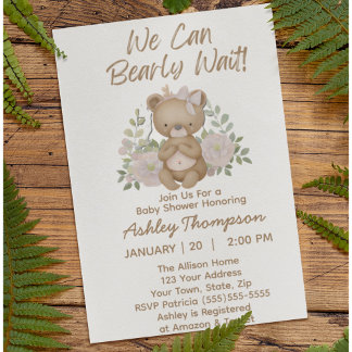 Invitation On peut attendre l'invitation Baby shower fille