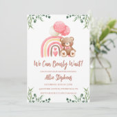 Invitation On peut attendre l'invitation Baby shower fille (Debout devant)